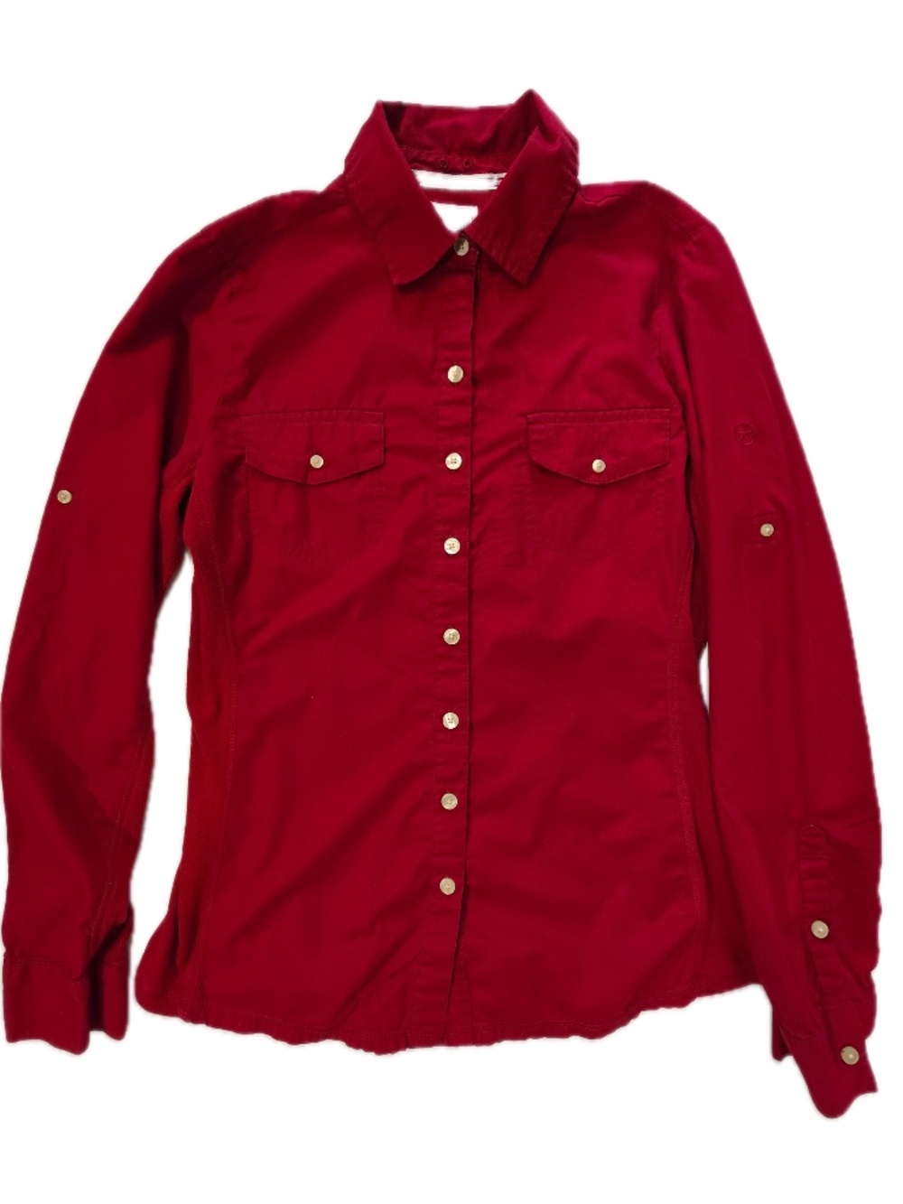 Converse One Star Shirt Womens Medium Red‎ Button Up Long Sleeve Cotton Casual